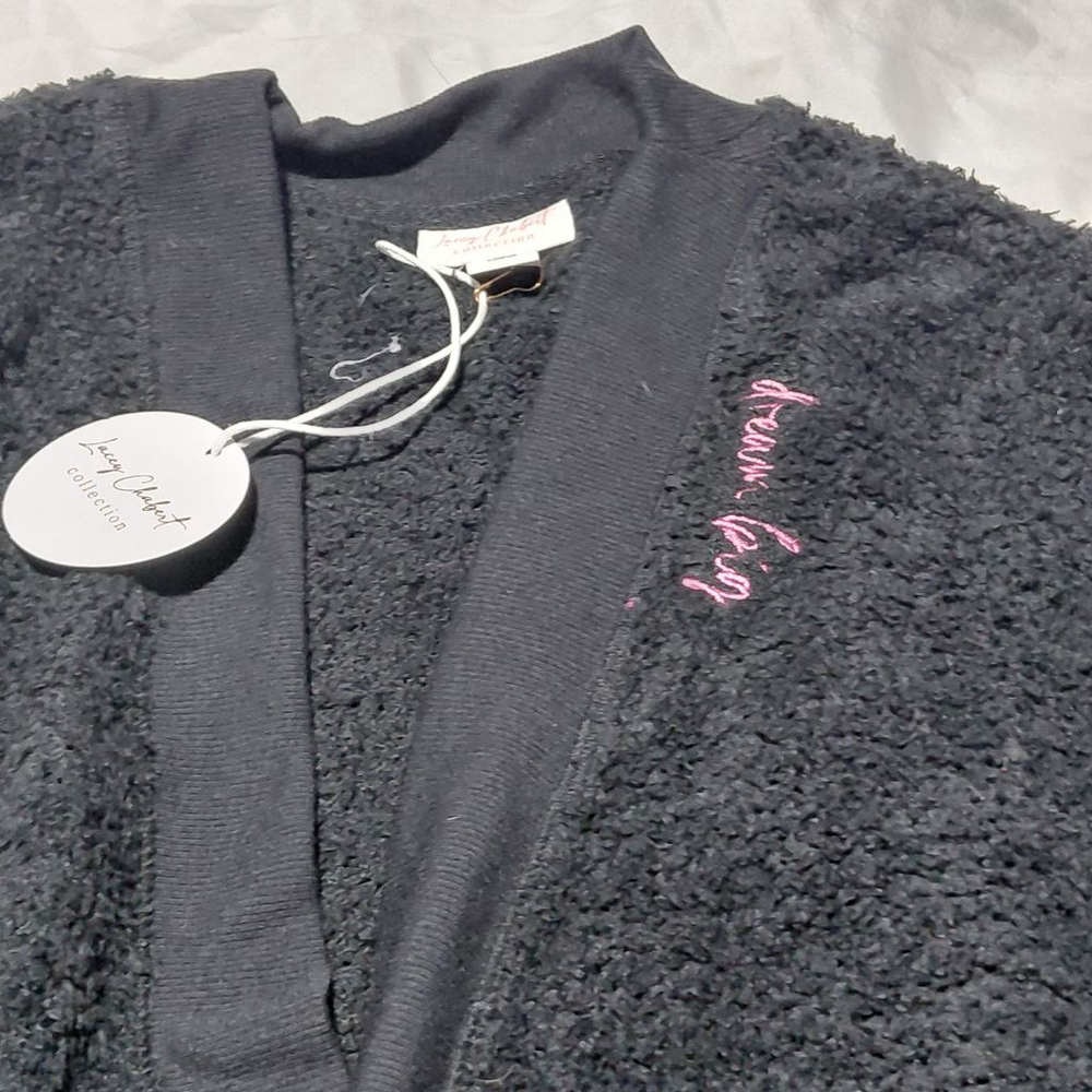 Women's Lacey Chabert Collection Black Cardigan XS with Pink Embroidery - Picture 3 of 6